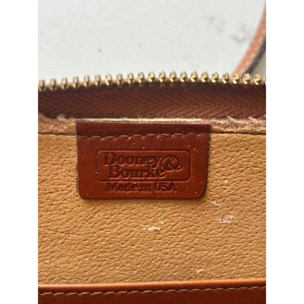 Dooney‎ Bourke Leather Crossbody Wallet Bag Tan Brown Leather Trim